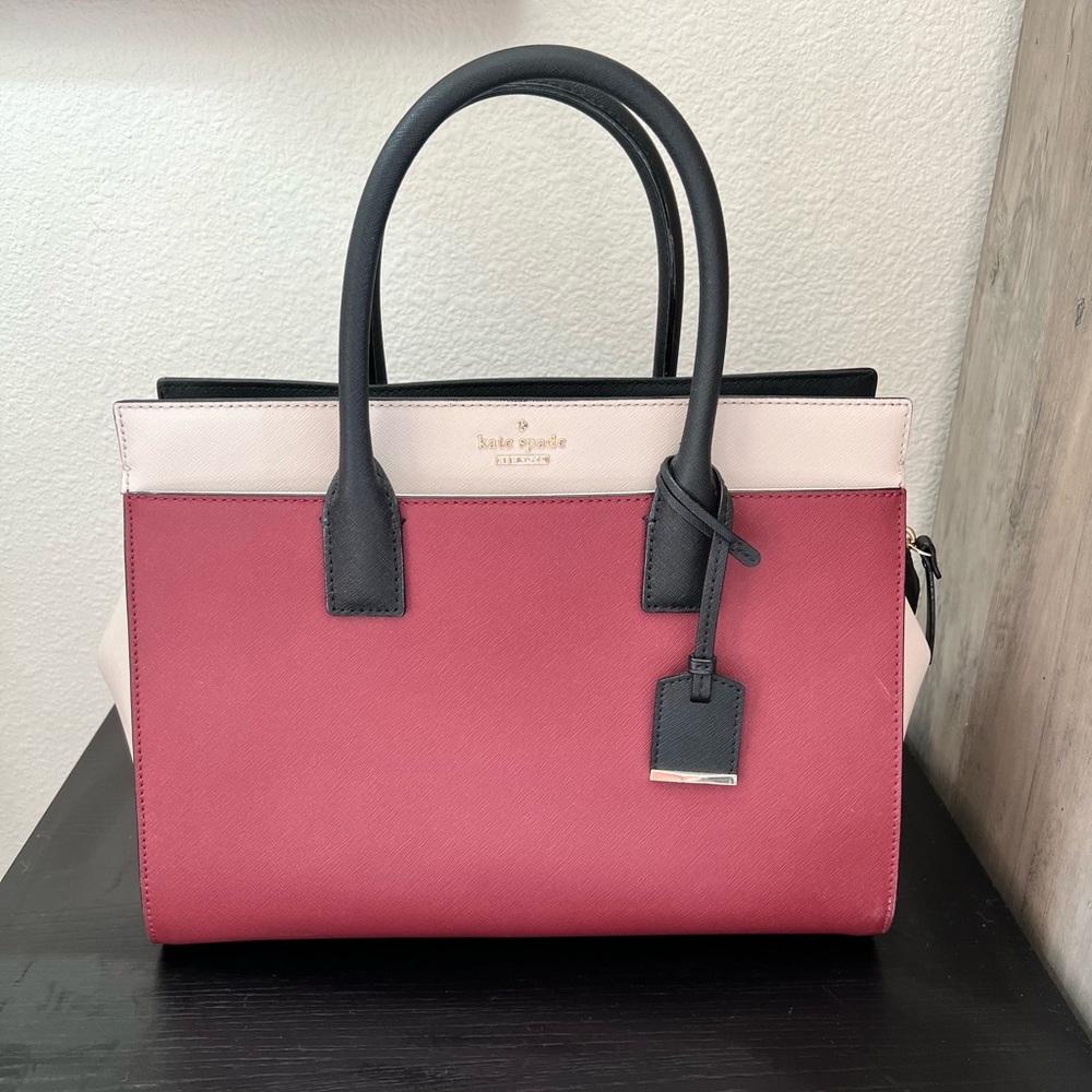 Kate Spade Satchel Burgundy Black White